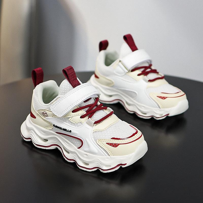Little Yellow Duck Girls Spring Double Mesh Sneakers Velcro Lightweight Breathable Children's Daddy Shoes Elementary School Running Shoes