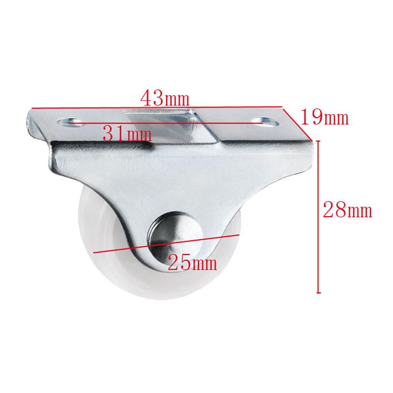 White Rail Fixed Casters Small 1-Way Wheel Furniture Plastic Directional Wheel Wear-resistant Wear-resistant Furniture Casters