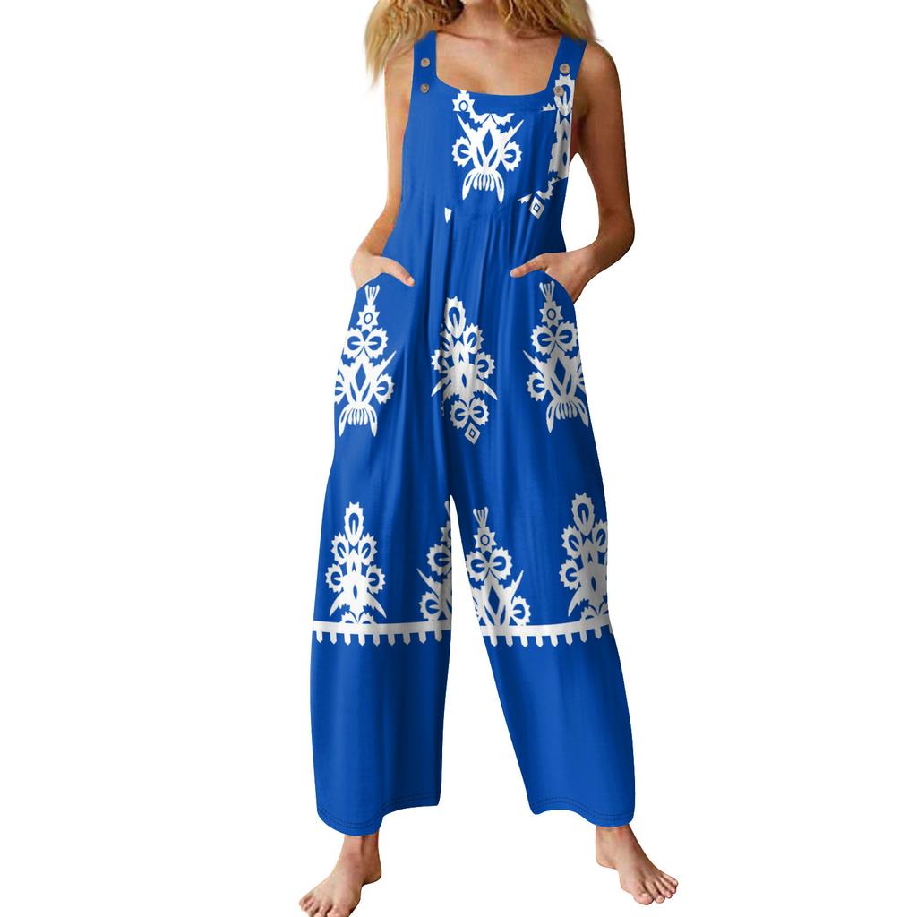 Women's Casual Jumpsuit Sleeveless Popular Floral Print Jumpsuit