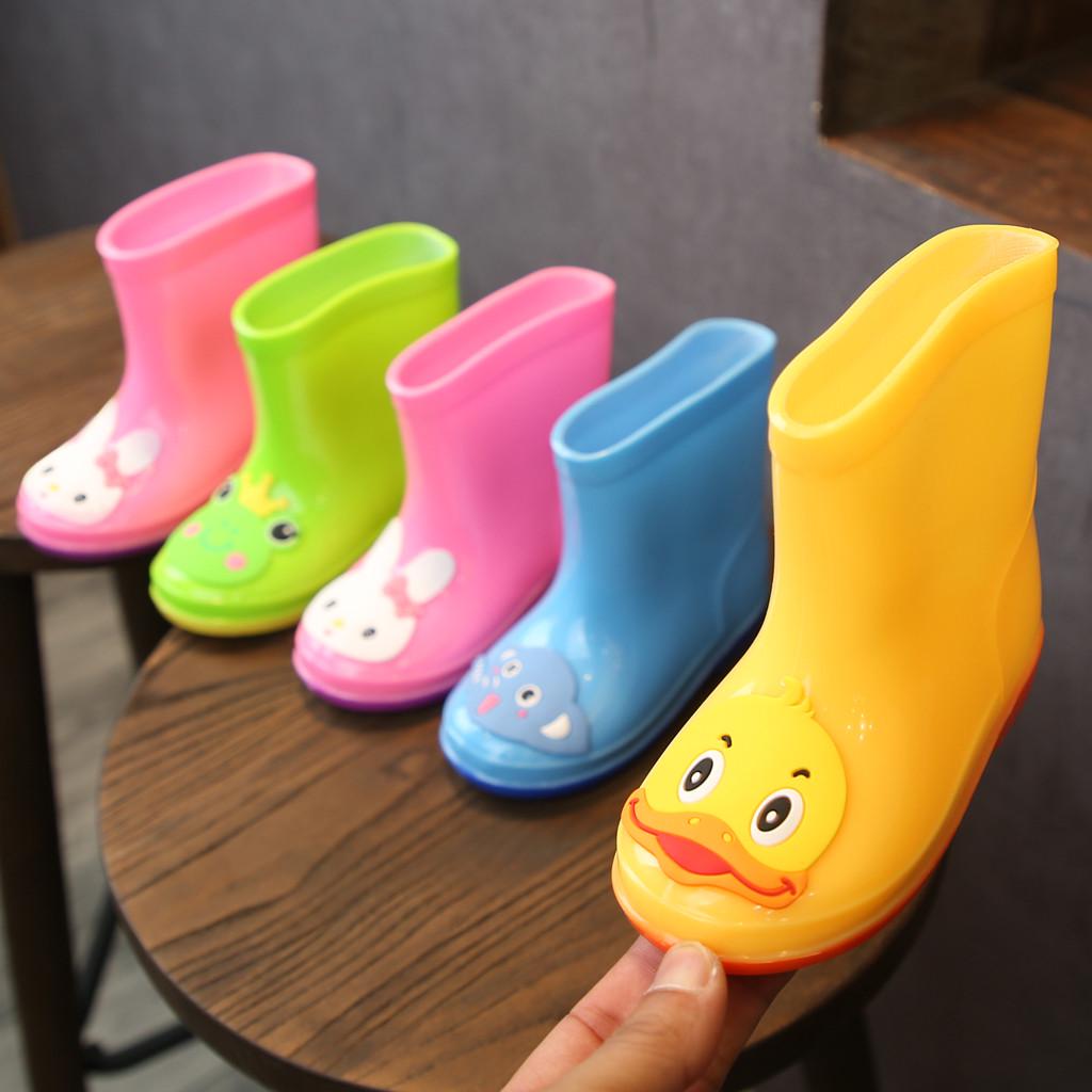 Kids Baby Girls Boys Waterproof Shoes Cute Cartoon Duck Single Rubber Rain Boots Non Slip Rain Shoes