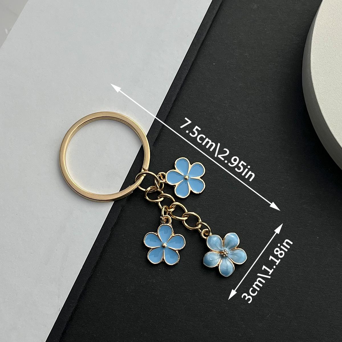 Cherry Blossom Blue Flower Keychain Pendant for Backpack, Luggage, or Car