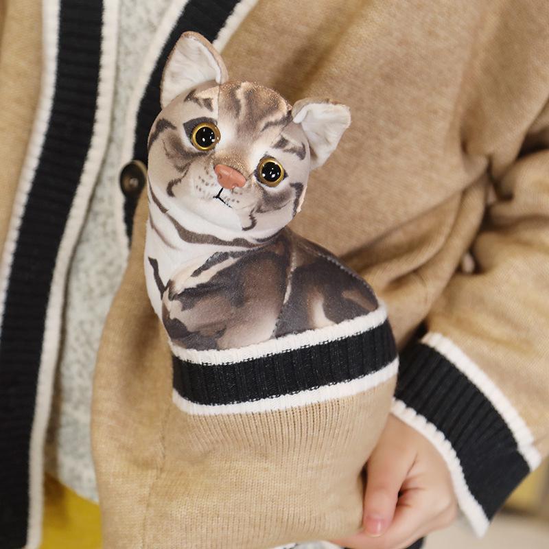 3D Cat Plush Toy Throw Pillow - Cute Stereo Cat Doll for Kids' Birthday Gift