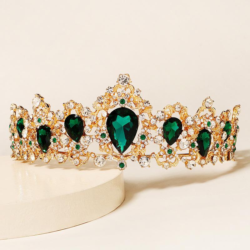 ბაროკოს რეტრო საქორწილო rhinestone გვირგვინი ძვირადღირებული საქორწილო აქსესუარები დედოფლის დაბადების დღეზე დიდი გვირგვინი