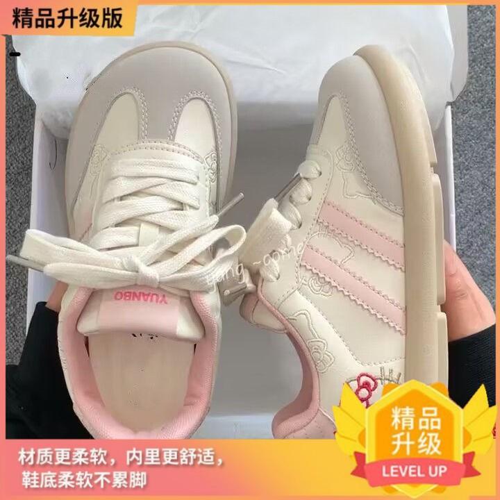 Embroidery German training shoes women's 2025 new Korean niche chic versatile board shoes ultra-light casual sports white shoes women