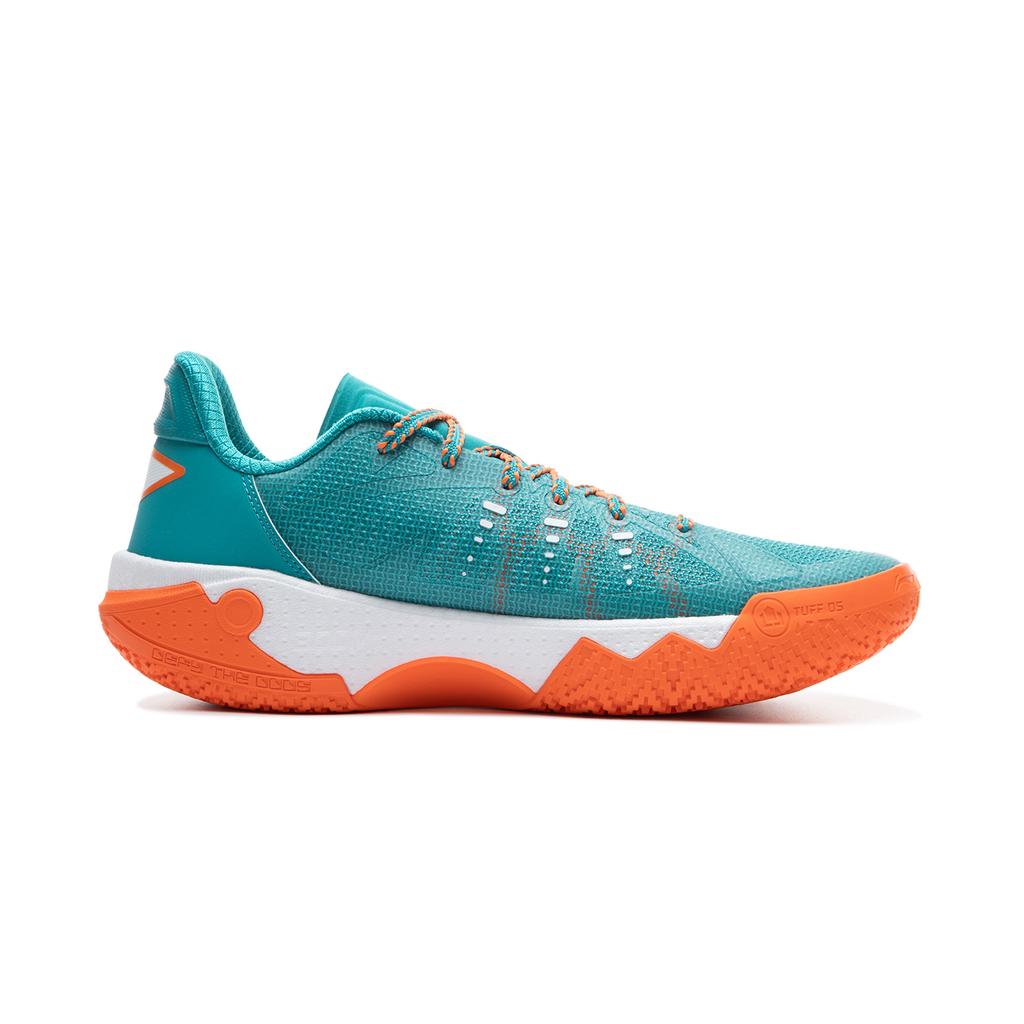 New LiNing Jie Ao 2 Cushioning Anti Slip And Wear Resistant Rebound Low Top Outdoor Basketball Shoes Men's Cyan Orange ABFV013-2