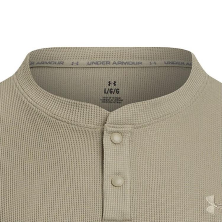 Under Armour Waffle Henley Logo Drop Shoulder Short Sleeve T-Shirt Men T-Shirts Urban-Khaki 6007562-299
