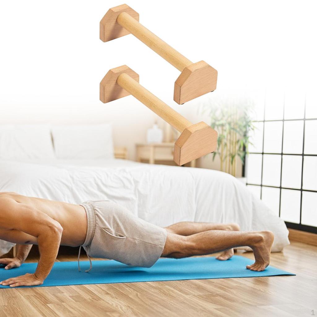 2 Pieces Pushup Bars Fitness Portable Planks Calisthenics Wood Parallettes Push up Stands for Home
