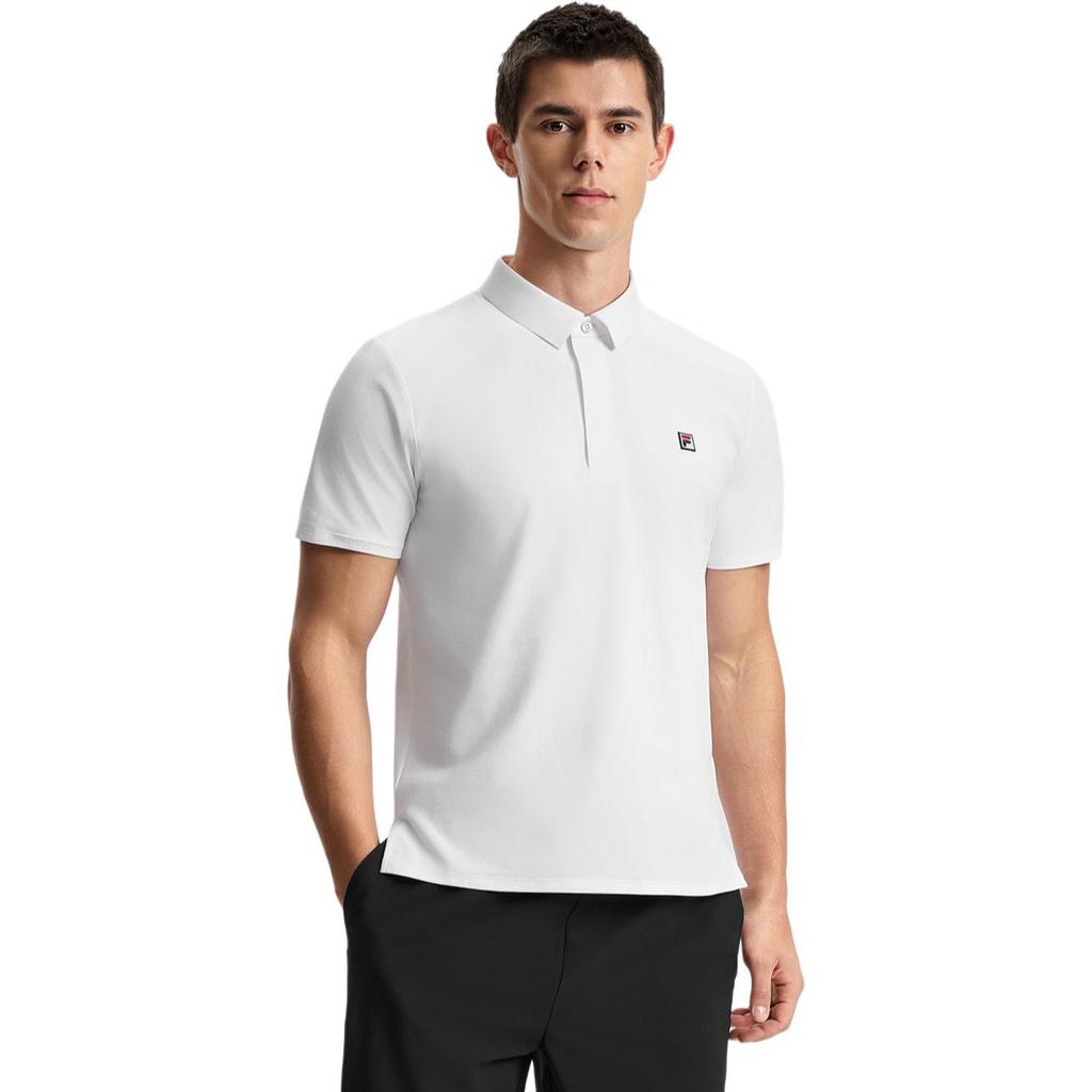 FILA Tennis Brand Logo Sun Protection Knitted Short Sleeve Polo Shirt Men tops Jade-White A11M523103F-WT