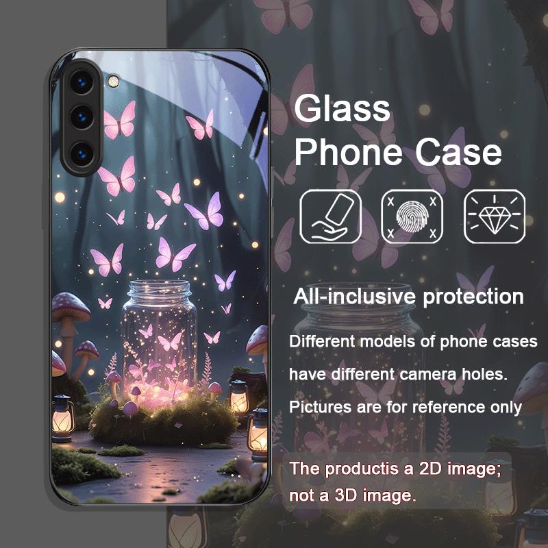 Beautiful Forest Butterfly Book Printed Tempered Glass Phone Case for Samsung Galaxy S25 Ultra S24 S23 Plus S22+ S21 S20FE Cover