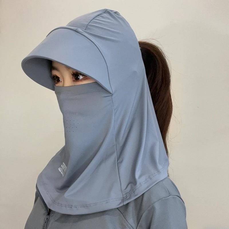 Riding Face Sunshade and Sunscreen Mask, Hat, Integrated Neck Guard, Veil, UV Protection Mask, Women's Summer Ice Silk
