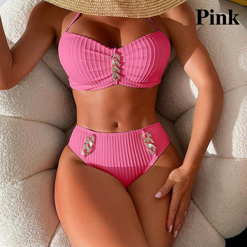 

Європа та Сполучені Штати бікіні набір модний роздільний бікіні купальник жіночий L рожевий