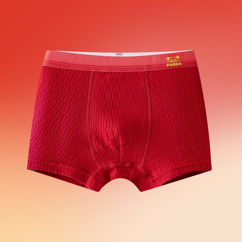 Boys' Pure Cotton Boxer Briefs - Year of the Rat Red Four-Corner Pants