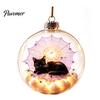 Black Cat Spider Web Decor Halloween Ball Ornament, Clear Sphere Decoration with Bat Indoor Home Holiday Accents Skeleton, Festive Hanging Bauble for