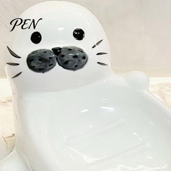 Cute Seal Soap Holder Ceramic Dish, with Self-Draining Design, Sponge Durable Organizer Tray, for Bathroom Countertop And Kitchen Sink Dish