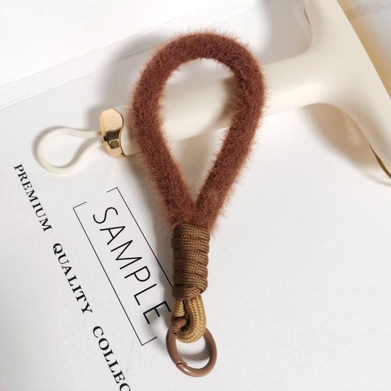 Colorful Plush Phone Wrist Strap Keychain - Anti-Lost Fashion Charm