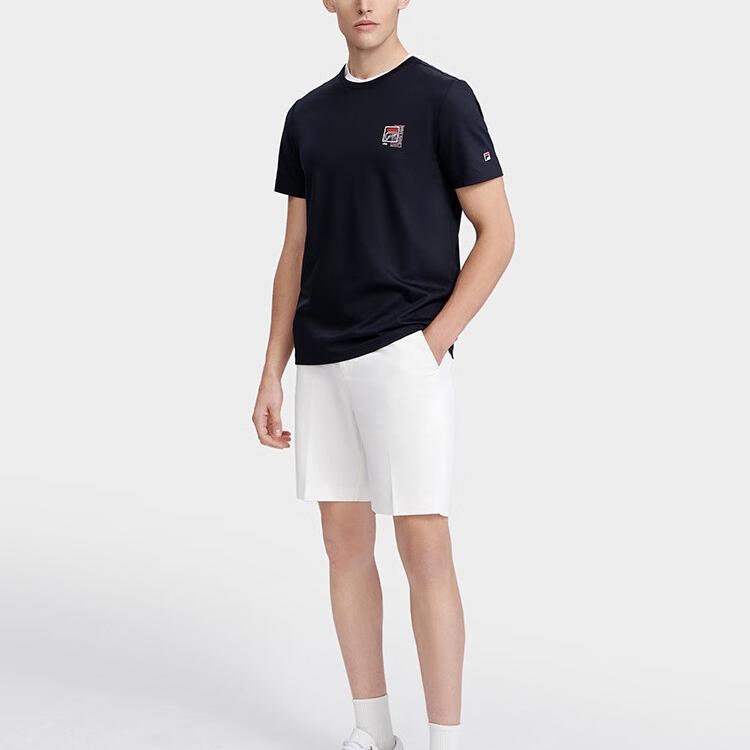 FILA Solid Color Round Neck Simple Casual Commuter Pullover Dopamine Short Sleeve T-Shirt Men T-Shirt Blue F11M321117FNV