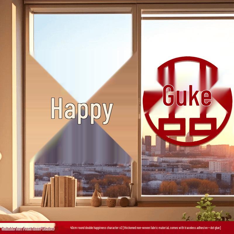 Lot d'autocollants Double Bonheur de Mariage: Décorations de chambre, fenêtre, porte et fiançailles