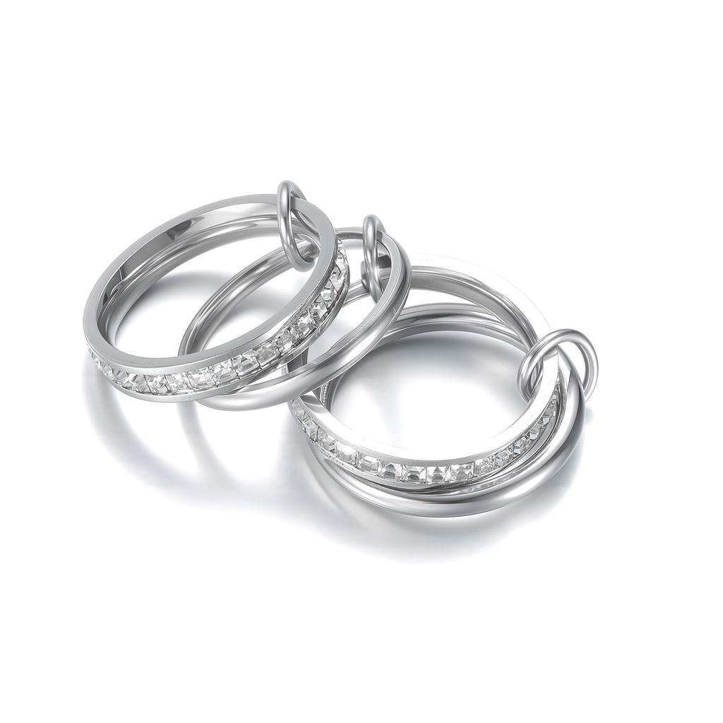 4 Stück Stapelbarer Spinelli Kilcollin Ring für Damen Luxus INS Mode Glänzender Zirkon Edelstahl Ring Stapelset Handgefertigter Zirkon