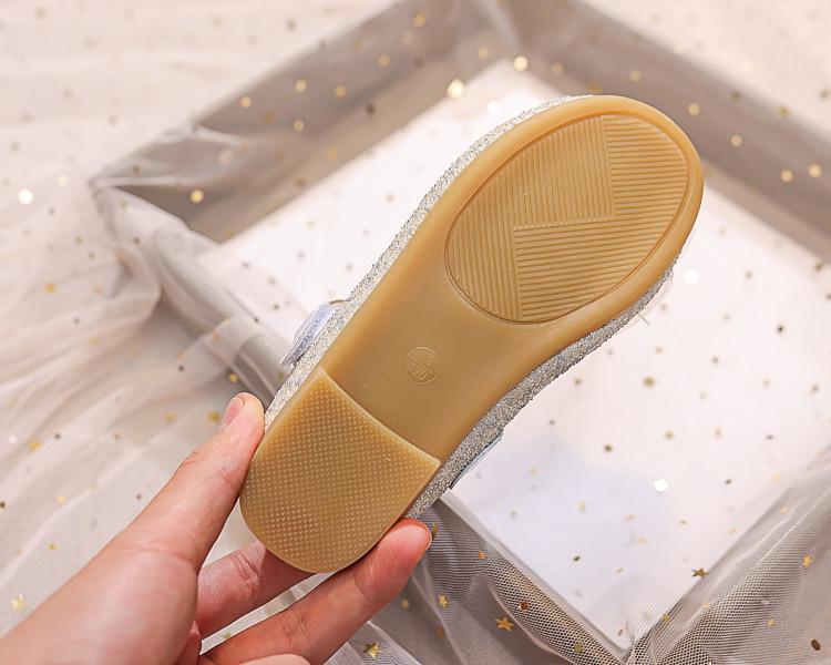 Dívčí princeznovské boty s křišťálovou mašlí - Léto 2025 Měkká podrážka Balerínky s kamínky