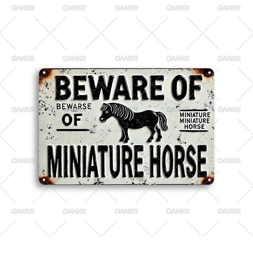 

Vintage Warning Poster Metal Tin Sign Beware Of Miniature Horse Retro Metal Signs for Garden Farm Fence Home Wall Decor Plaque 20x30cm（7.8x11.8inch）