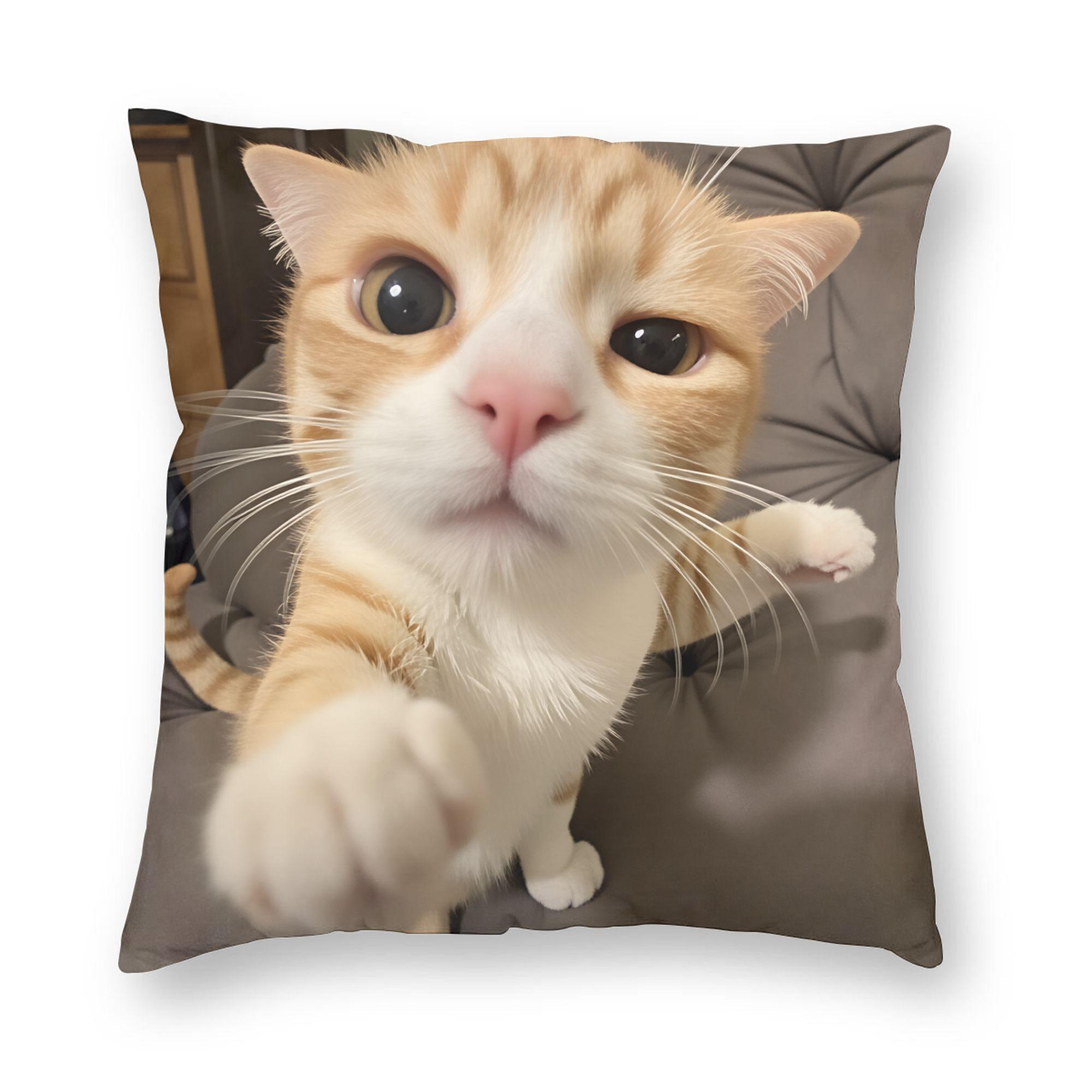 Shunika Chen Unisex Cat Memes Funny Meme Print Pillow Cover Comfy Cushion Cover Novelty Pillow Case For Living Room Bed Chair