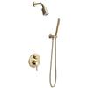 Bathroom Shower Set In Wall Brushed Gold Rainfall Shower Mixer, Cold & Hot Brass Bath and Shower Mixer Tap Brass Bathroom Faucet
