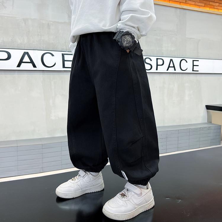 

Boys 2025 Autumn Korean-Style Loose Sports Pants - Casual Long Pants for Kids 150 cm чёрный