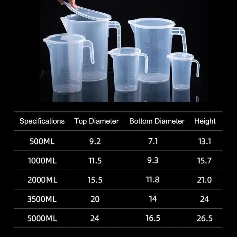 Food Grade Measuring Cup Beaker 500ml 1000ml 2000ml 3000ml 5000ml Plastic with Clear Scale for Cooking and Baking Needs 5 Sold