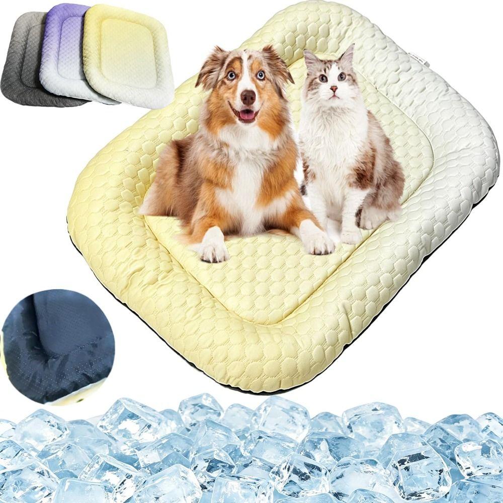 Ice Silk Dog Cooling Bed Ergonomic Oval Shape Cooling Pet Bed  for Dogs and Cats