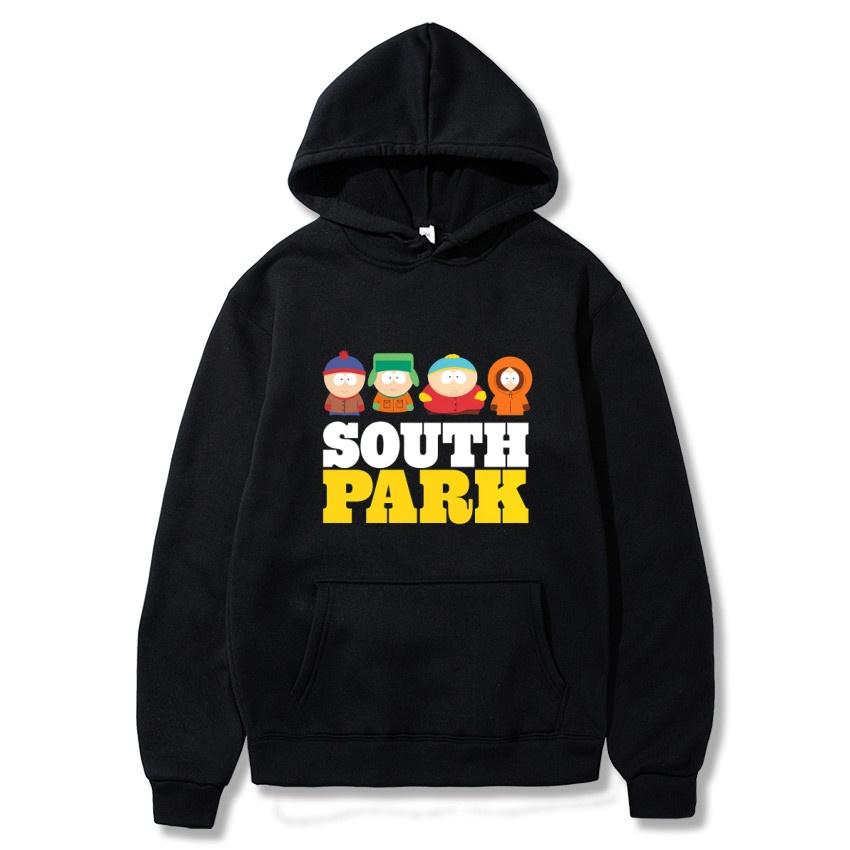 South Park Anime Pattern Hoodie Fashion Warm Coat Men's Autumn and Winter Season Hoodie Street Black Long Sleeve Hoodie