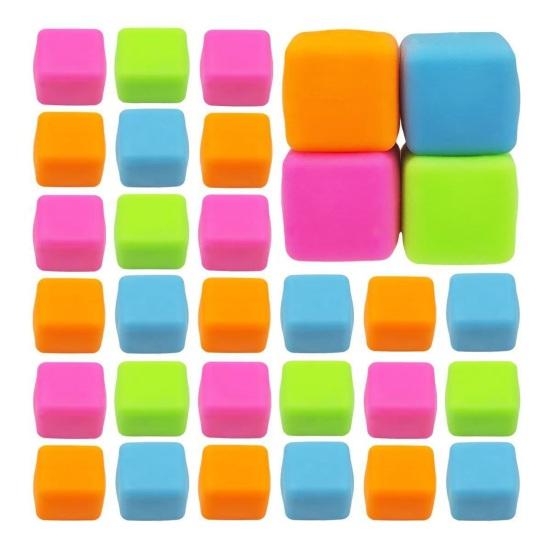 4Pcs Flour Cube Squeeze Toy Soft Stretchy TPR Slow Rising Cube Sensory Toy Anxiety Relief Stress Ball Classroom Prizes Party Favors