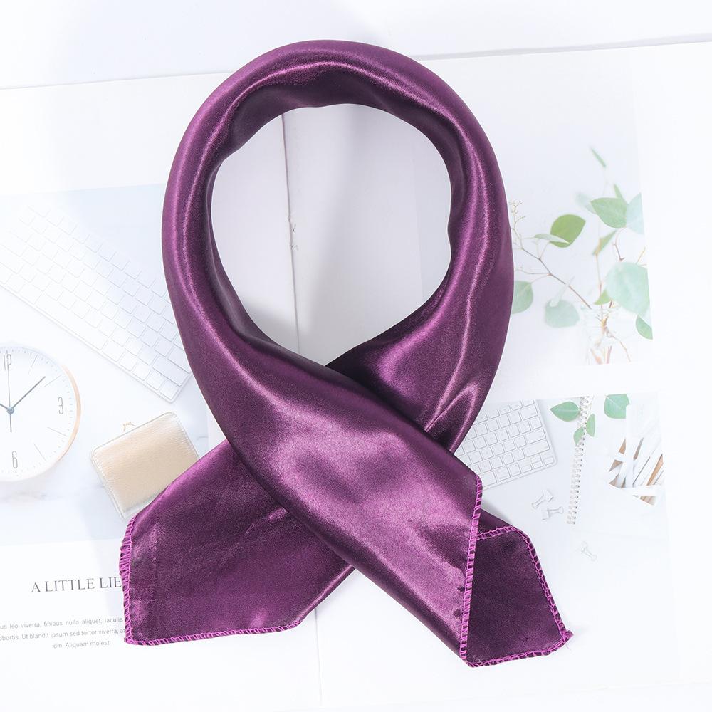 50*50cm Silk Scarf Women Small Soft Squares Decorative Head Scarf Multicolor Stripe Print Kerchief Neck Wrap Solid Colors