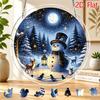 2D Flat Acrylic Sun Catcher, Moonlit Lantern Snowman Forest Animal Theme Sun Catcher, Home Garden Decor, Suitable for Christmas, Thanksgiving, Anniver