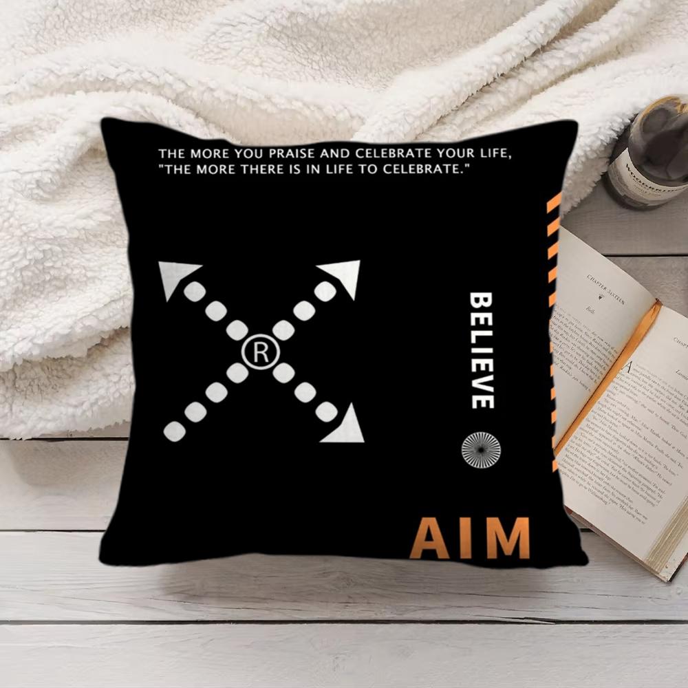 Be Happy and Good Luck Cushion Cover Short Plush DoubleSided Printing Home Machine Washable In Warm Winter Pillow Cover