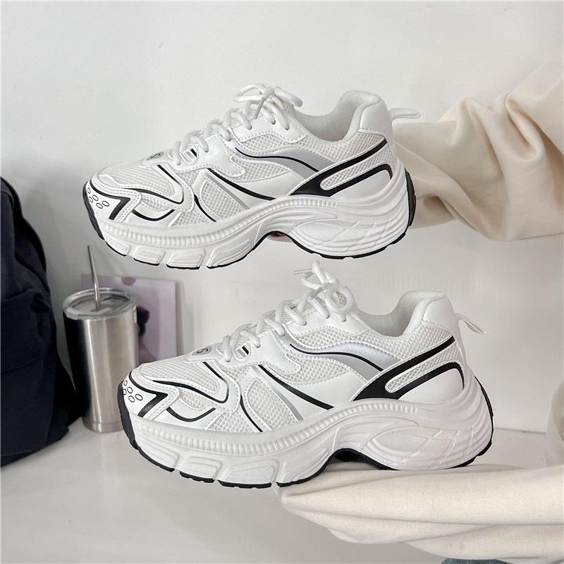 

Кроссовки Clunky женские дизайнерские на платформе Dorky Dad Shoes женские кожаные трикотажные сетчатые кроссовки повседневные прогулочные спортивные туфли для бега 41 белый