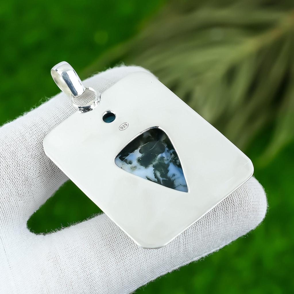 Bijuterii cu Piatră Prețioasă Agat de Mușchi Solar Natural, Pandantiv din Argint Sterling 925 Pentru Femei