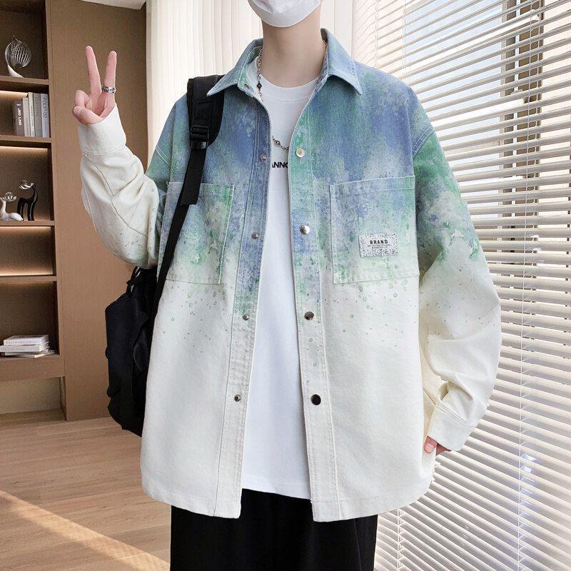Men's Gradient Denim Jacket - Stylish Spring/Autumn College Style