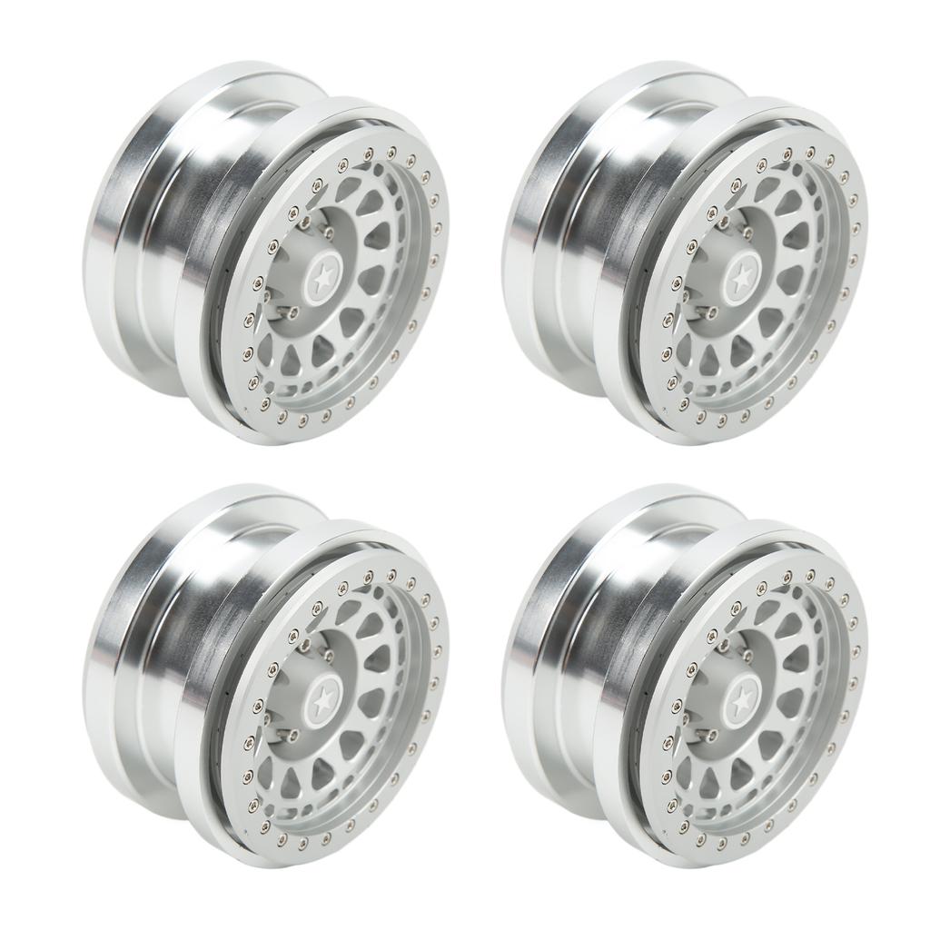 4Pcs 2.9 Inch Wheel Hub 12 Hole Aluminium Alloy Wheel Hub for AXAIL SCX6 16 RC Car Silver