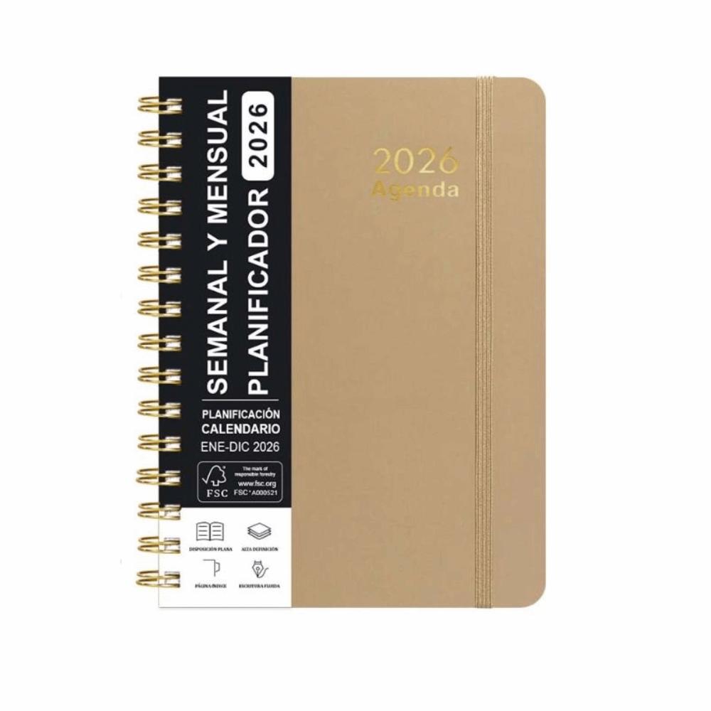 2026 Spanish Planner a5 Notebook Coil Calendar Essential Self-Tracking Diary Book Daily Organizer Multi Functional