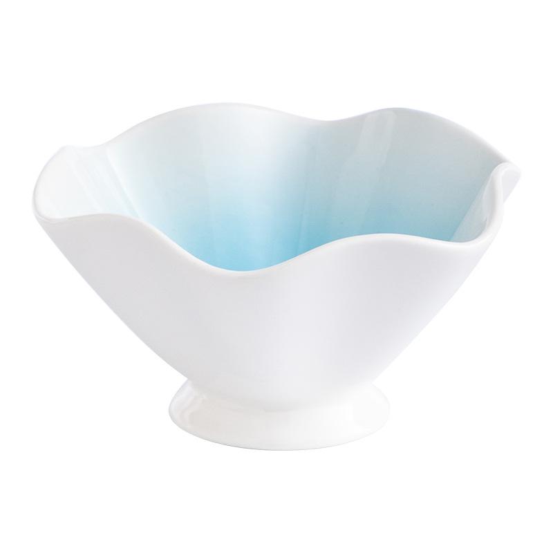 Tall Lotus Leaf Bowl Hotel Restaurant Household Tableware Ceramic Bowl High Temperature Firing Creative Fruit Dessert Salad Bowl