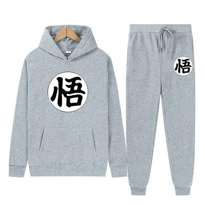 Japansk Anime Tegneserie Goku Vintage Trykt Mote Hettegenser Pluss Fleece Genser Casual Herre Hettegensere Sweatshirts Hip Hop Streetwear