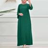 ZANZEA Women Casual Round Neck Loose Long Sleeve Pleated Dress