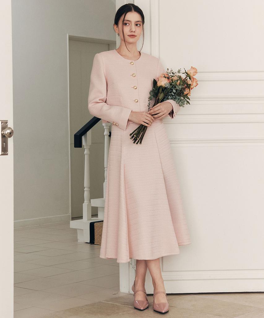 Zero Street Ivy Tweed Long Skirt / Pink