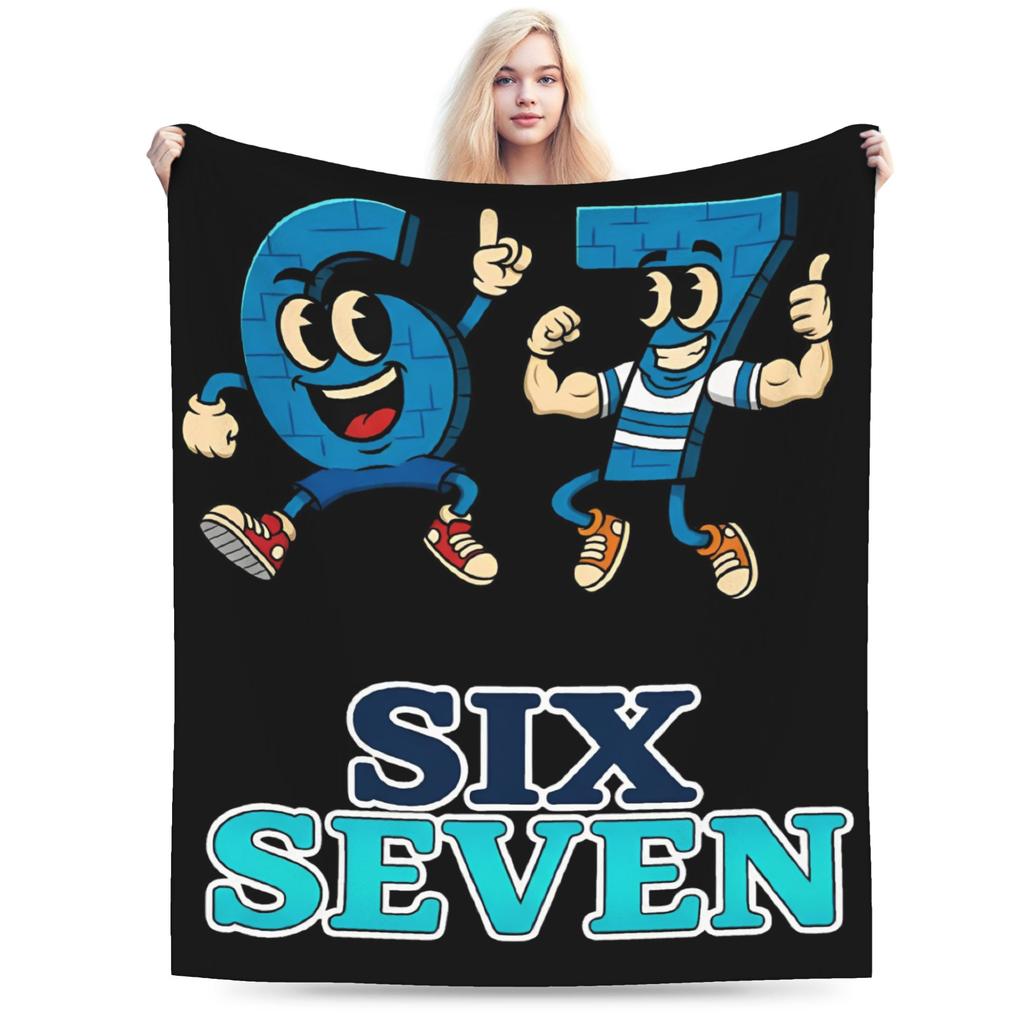 Funny Six Seven 67 Meme Fleece Blanket Throw Blankets for Home Hotel Sofa 150*125cm Bedspreads