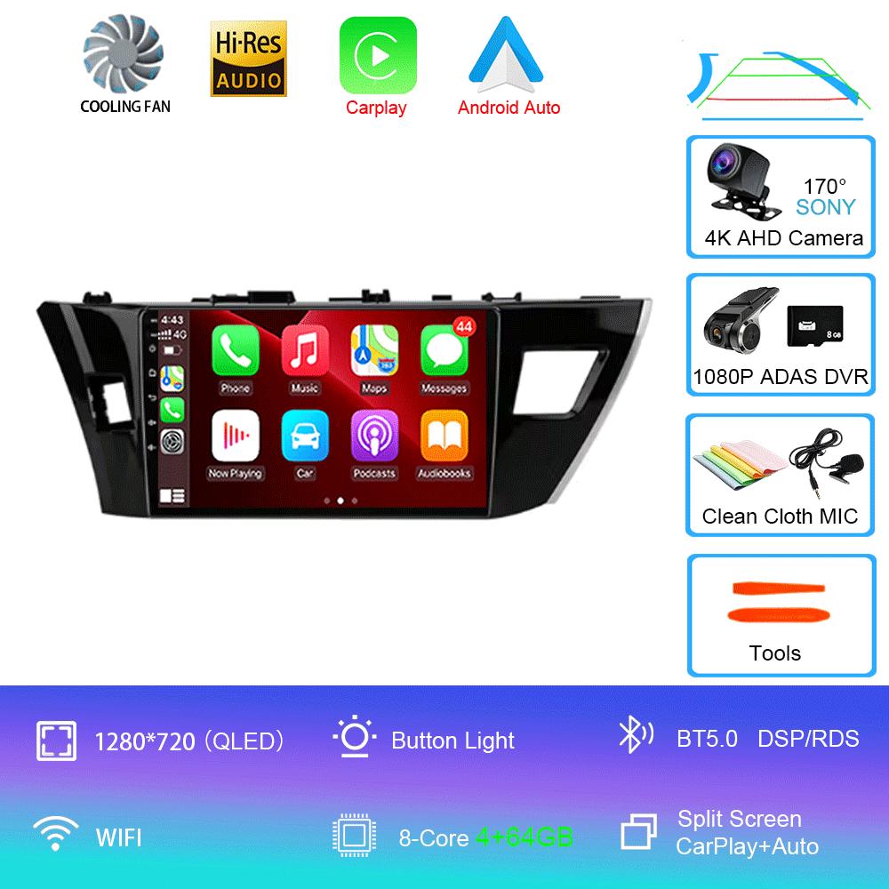 For Toyota Corolla Ralink 2013 2014 2015 2016 4G Android 14 Car Stereo Radio Multimedia Video Player Navigation GPS 2Din