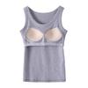 Women's Solid Color Vest Without Wires, Padded Round Neck Bottoming Top