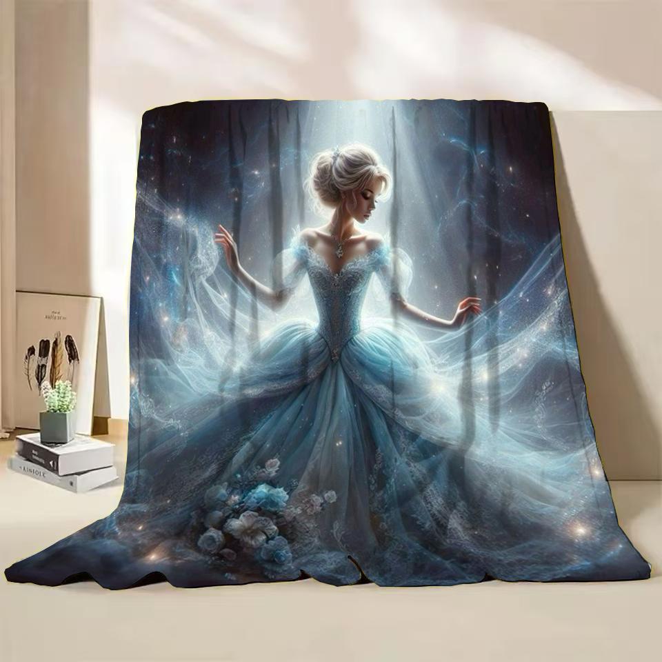 Disney Cinderella Flannel Thin Blanket.Four Season Blanket. Travel Picnic,for Sofa,Beds,Living Rooms,Fluffy Blanket Gifts