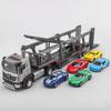1:40 Double-decker Transport Vehicle Boys Diecast City Carrier Car Light Sound Truck Construction Collection Toys For Children
