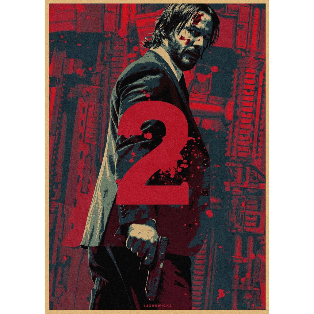 John Wick Snelheidsachtervolging Retro Muurposter - Keanu Reeves Kraft Art 257