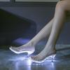 Frauen Kitten Heels Kristall Led Licht Sandalen Nachtclub Schlanke Ferse Transparent Kristall Auto Modell Glänzend Hohe LFD-1318-2